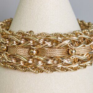 Mid-Century Heavy 14k Gold Ornate Bracelet, 49.9g